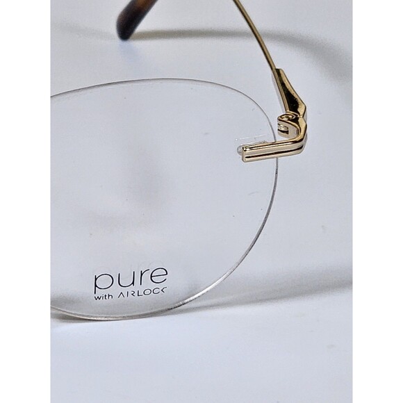 Pure Airlock Caliber 204 710 Titanium Eyeglasses Frame Gold Rimless 51-18 145 - Picture 6 of 16